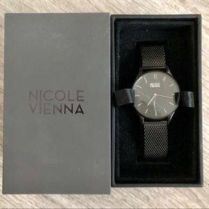 Black Mesh Strap Watch - Nicole Vienna